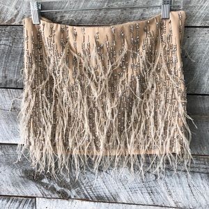 Haute Hippie beaded ostrich feather skirt